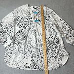 Hilary Radley Top Womens 2X White Leopard Print Roll Sleeve Tunic Blouse NEW Photo 4