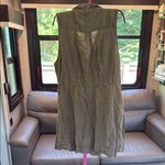 Nicole Miller Olive Green Midi Dress 💯 linen size 16 XL Photo 3