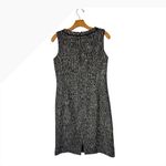 Talbots  Dress Women 6 Black‎ White Tweed Sheath Knee Length Fringe Neck Preppy Photo 4