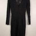 Bardot  Dress Women 6 Black Floral Crochet Lace Zip Back V-Neck Long Sleeve Party Photo 0