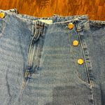 ZARA High Waist Cropped Flare Jeans Gold Button Details Photo 9