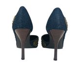 Anne Michelle FUEL57 Embroidered Denim Gold Beaded Heels Womens 6 Vtg Glam Pumps Photo 6