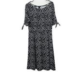 Talbots Black White Dots Toe Sleeve Stretch Flare Dress Size MEDIUM Photo 1
