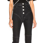 Alessandra Rich Crystal Button High Waist Stirrup Jeans Blue Size 25 Photo 0