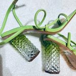 Schutz Women’s Mayte Lime Green Leather Acrylic Block Heel Sandal size 6.5 Photo 4