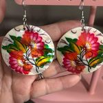 NWOT Floral Round Earrings Red Photo 0