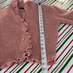 ZARA Pink Ruffle Trim Knit Cardigan Sweater Button Front Size Small Photo 8
