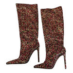 Azalea Wang Rhinestone Embellished Knee High Stiletto Boots Multi Color Size 8 Black Photo 0