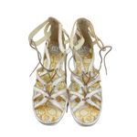 Fly London * Yuke Sandal Womens Size 38 Wedge Strappy Gladiator White Metallic Photo 9