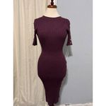 Say What? Say What Ribbed Knit Bodycon Dress Gold Button Detail Midi Burgundy Size L Photo 2