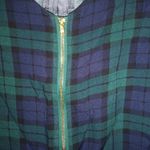 Tacera  M Plaid Navy Green Beautiful Long Sleeved Top Photo 2