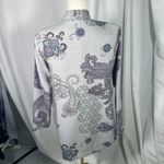 Peck & Peck  Open Front Blazer Jacket L Gray Paisley‎ Floral Button Career Boho Photo 11