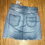 Guess XS Women's Denim Mini Skirt Logo Red Stripe Stretchy Blue Light Wash Photo 1