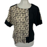 Cotelac Blouse 0 Short Sleeve Black Tan Artsy Unique‎ Workwear Photo 0