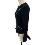 Veronica Beard Jordan Collarless Moto Jacket In Black Size 0 Photo 5