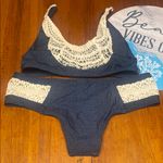 l*space L ‘ Denim and Cream Lace Bitsy Cut Bikini Set Photo 2