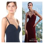 Dress the Population  Alejandra Sweetheart Sleeveless Long Dress w/ Slit Navy M Photo 3