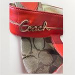 Coach Jonah Leather Wooded Wedge Sandals Women' s Orange Gold sz 7B Photo 6