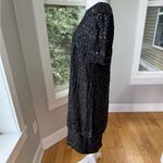 Vintage Papell Boutique Black Beaded Silk Short Sleeve Sheath Dress Size 8 Photo 2