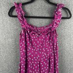 Loft Midi Sun Dress Petite Size 2 Purple Ditsy Floral Ruffle Neckline Zip Back Photo 5