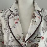 Keke Collection Floral Embroidered Cream/Briwn/Orange Silk Blazer sz M Photo 1