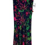 Taylor Navy Floral Shoulder Cutout Maxi Dress size 8 Crew Neck NWT Pink Green Blue Photo 0