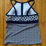 Land’s End Navy‎ and White Patterned Women's Swim Top Blue Size 8P Photo 3
