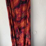 Jane Ashley  Dress Vintage Large Red Orange Leaf‎ Print Fall Sleeveless Maxi Boho Photo 9