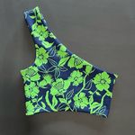 ZARA  One Shoulder Green & Navy Floral Print Crop Tank Top Women’s Sz S EUC Photo 4