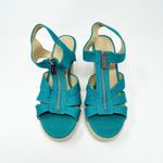 Michael Kors Turquoise Linen Strap Wedges Sandals Women's Size 9M/39M Espadrille Blue Photo 2