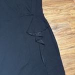 EXPRESS  Black Cocktail Dress Size 10‎ V Neck Cap Sleeve Ruffle Back Zipper Midi Photo 1