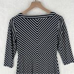 Roz & Ali Nautical Navy Blue White Striped Stretch Jersey Knit Keyhole Dress Photo 8