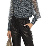 Walter Baker WALTER‎ BAKER Jeny Ruffle Trimmed Georgette Blouse Black Size S NWT Business Photo 0