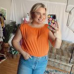 Free People orange coral ribbed cropped muscle tee Photo 1