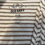 Old Navy  szS tan/white stripped tank w/sequins on front raw edges on trim EUC Photo 4