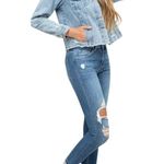 Vervet Womens  Harlow Acid Wash Distressed Classic Fit Denim Jean Jacket - Sz M Photo 2