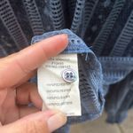 FRNCH  Paris blue high neck smocked cuffs striped blouse size small Photo 9