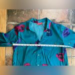 Josie Natori Teal Floral Pajama Top With Bottom Ruffle Sz M Green Size M Photo 3