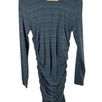 Veronica Beard Daphne Metallic Stripe Ruched Metallic Dress Black Green Small Photo 1