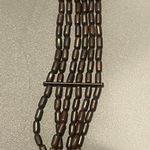 Vintage Boho Layered Stacked Noodle Beaded Copper Necklace Brown Photo 3