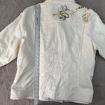 Coldwater Creek  Embellished Denim Jacket‎ Floral Beaded Cream White W18 Photo 5
