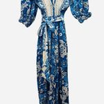 Farm Rio Blue Full of Flowers Linen Floral Belted Jumpsuit Size XS Photo 6