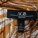 AGB Woman Top 1X Roll Tab Sleeves Relaxed Stretch Gauzy Modest Workwear Beachy Tan Photo 1