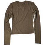 We Wore What Fitted Waffle Crewneck Long Sleeve Top Kangaroo L NWT Photo 1