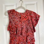 Maje  Rivele Ruffled Leopard-print Crepe Midi Dress Size Large Red Animal Print Photo 9
