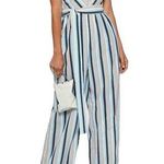 Lela Rose Stripped V Neck Bow Tie Belted Wide Leg Jumpsuit Size 2 Photo 0