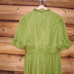 Mac Duggal   Green Ruffled Mock Neck Flutter Sleeve High Low Hem Gown Photo 8