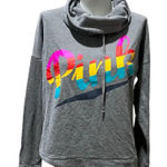 Victoria's Secret  PINK Women's M Gray Cowl Neck Hoodie Rainbow Logo Photo 0