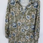 RipSkirt Dress Womens XS Green Floral Long Sleeve 100% Cotton Pockets Photo 1