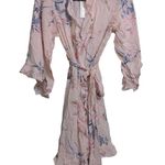 Yumi Kim Night Cap Robe in Secret Admirer Blush Ruffles Pink Floral Tie S New Photo 0